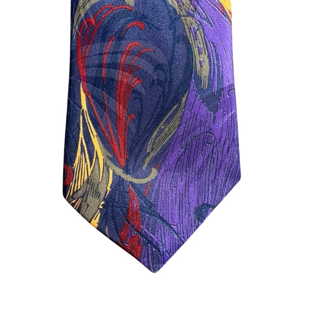 Westchester Classics Mens Tie Purple Navy Red Abstract Swirl Woven Polyester